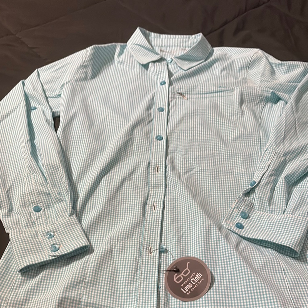 Ariat Blue Casual Button Down Shirt with Subtle Checkered Pattern